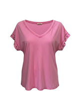 Load image into Gallery viewer, V Neck Star Stud T-Shirt Pink
