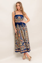 Load image into Gallery viewer, Agatha Printed Woven Midi Dress Navy
