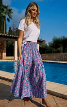 Load image into Gallery viewer, Cassis Cotton Printed Skirt Blue/Neon
