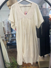 Load image into Gallery viewer, Hazel Lace Voile V Neck Dress Cream
