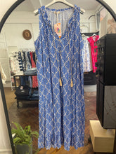 Load image into Gallery viewer, Cassy Sleeveless Tiered Dress Cobalt Leaf Print
