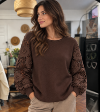 Load image into Gallery viewer, Rina Lace Sleeve Jumper Chocolate
