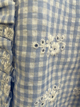 Load image into Gallery viewer, Gingham Broderie Blouse Blue
