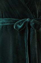 Load image into Gallery viewer, Velvet Wrap Midi Dress With Contrast Hemline Green
