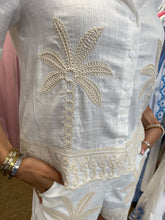 Load image into Gallery viewer, Palm Tree Embroidered Shorts Set Cream
