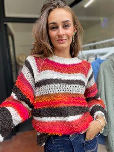 Kira Textured Stripe Jumper Oatmeal