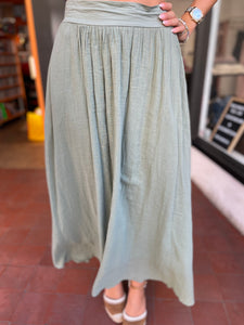 Voile Maxi Skirt Khaki