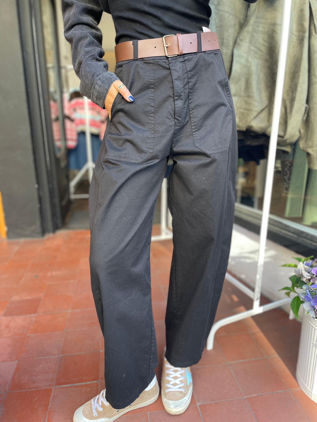 Cadi Stretch Barrel Trouser Black