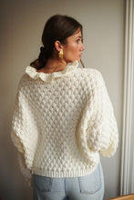 Load image into Gallery viewer, Esme Frill Collar Textured Knit Cream
