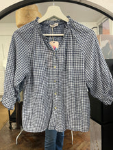 Load image into Gallery viewer, Valentina Checked Voile 3/4 Sleeve Airforce
