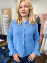 Load image into Gallery viewer, Alpaca Frill Cuff Cardigan Cornflower
