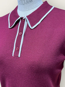 Polo Tipping Knitted Jumper Berry