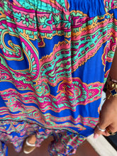 Load image into Gallery viewer, Silky Sue Paisley Dress Cobalt/Pink Paisley
