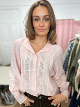 Load image into Gallery viewer, Lena Pintuck &amp; Lace Blouse Dusty Pink
