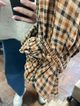 Load image into Gallery viewer, Juniper Check Bow Blouse Camel
