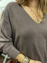 Load image into Gallery viewer, Holly Sparkle V Neck  Chocolate
