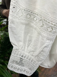 Lila Lace Insert Blouse White