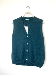 Mae Mohair Button Tank Petrol