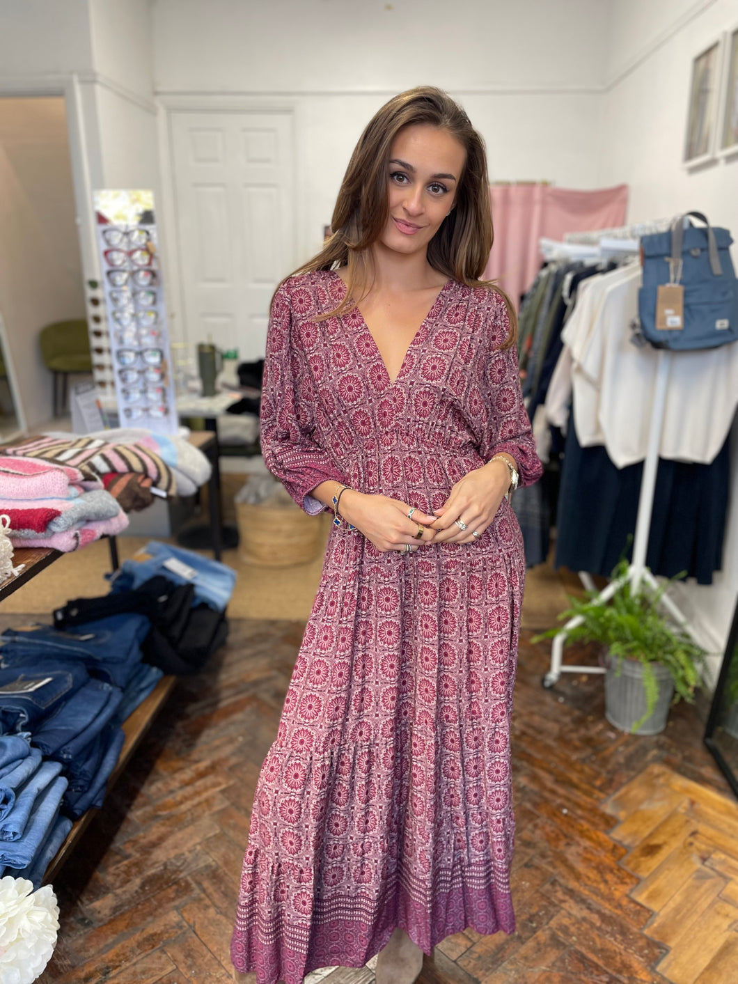 Marrakesh Printed Dress Wine