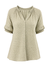 Load image into Gallery viewer, Valencia Checked Voile Short Sleeve Khaki
