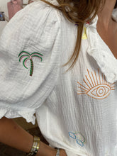 Load image into Gallery viewer, Moon &amp; Eye Embroidered Cheesecloth Shorts Set
