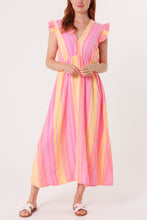 Load image into Gallery viewer, Fi Double V Frill Cheesecloth Dress Aztec Fluro Pink
