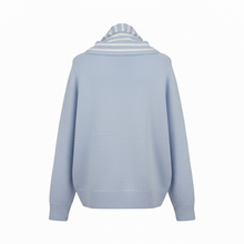 Load image into Gallery viewer, Isla Striped Scarf Cardigan Blue/White
