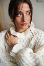 Load image into Gallery viewer, Esme Frill Collar Textured Knit Cream
