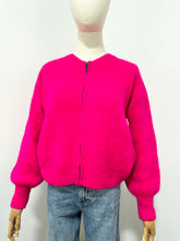 Load image into Gallery viewer, Mohair Zip Front Cardigan Fuschia
