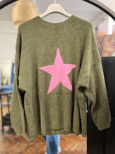 Load image into Gallery viewer, Star Jumper Khaki/Pink
