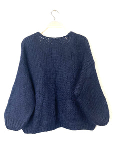 Bernadette Oversized Mohair Cardigan Marine Navy