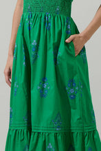 Load image into Gallery viewer, Halina Floral Belraj Poplin Maxi Dress Green/Blue
