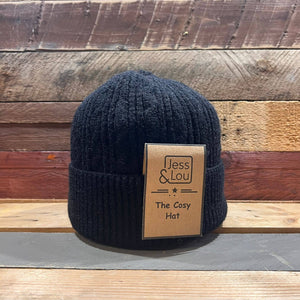 Black Unisex Cable Beanie Hat