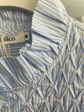Load image into Gallery viewer, Blue Striped Smocking Blouse
