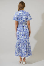 Load image into Gallery viewer, Arbor Floral Belraj Poplin Maxi Dress White/Blue

