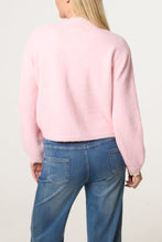 Load image into Gallery viewer, Broderie Trim Knit Cardigan Pink

