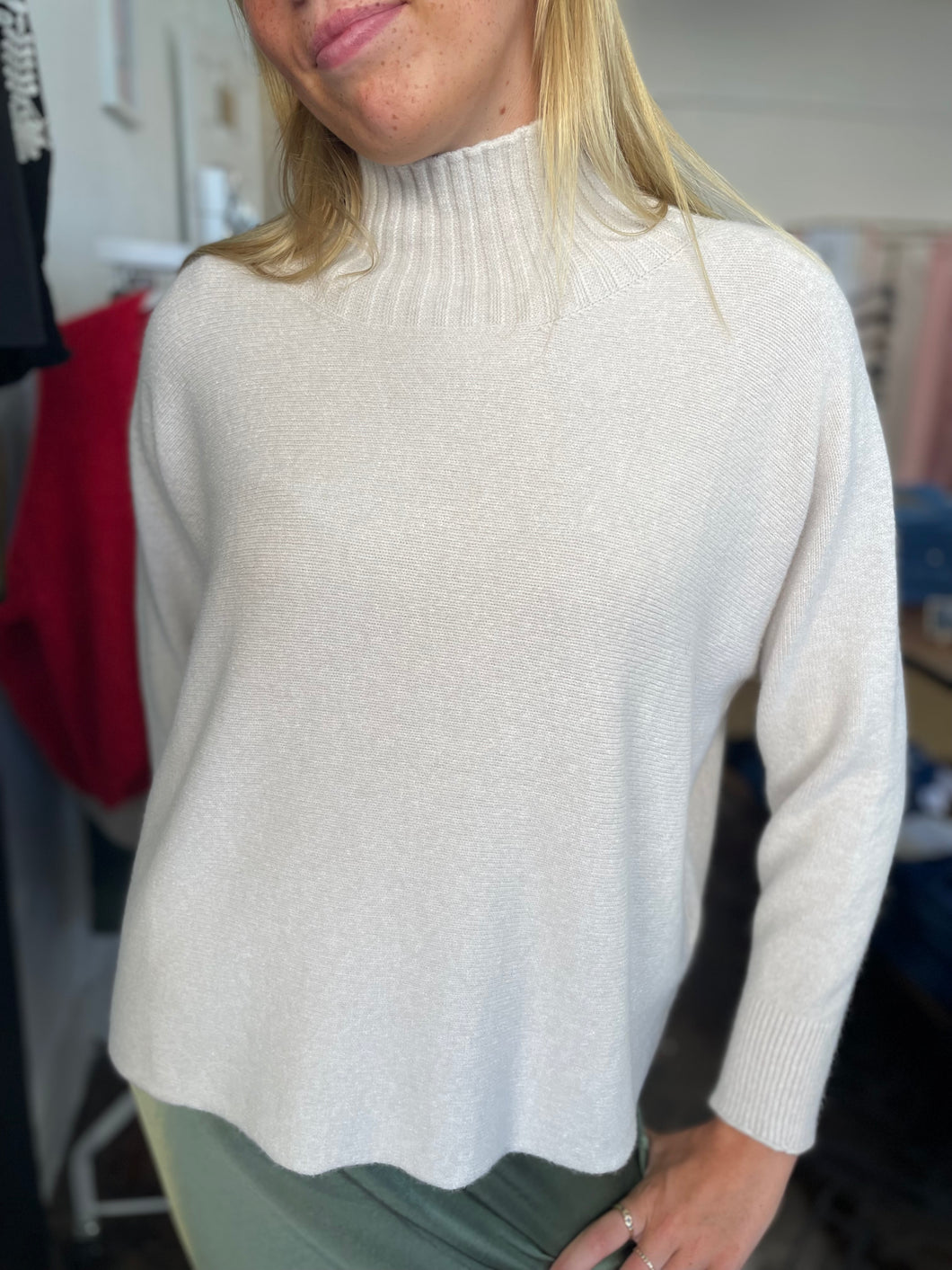 Tammy Ribbed Turtle Neck Jumper Cream