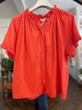 Load image into Gallery viewer, Valencia Broderie Voile Short Sleeve Orange Blouse
