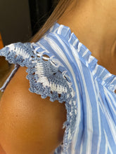 Load image into Gallery viewer, Arena Crochet Sleeve Dress Blue
