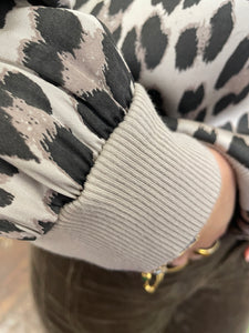 Leopard Satin Bomber Beige
