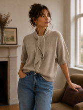 Load image into Gallery viewer, Maple Angora Scarf Collar Jumper Beige
