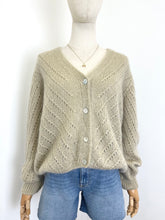 Load image into Gallery viewer, Claudia Open Knit Button Mohair Cardigan Beige
