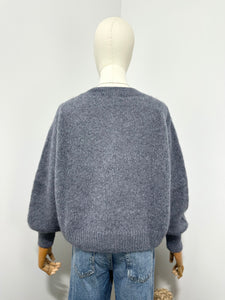 Mohair Zip Front Cardigan Grey