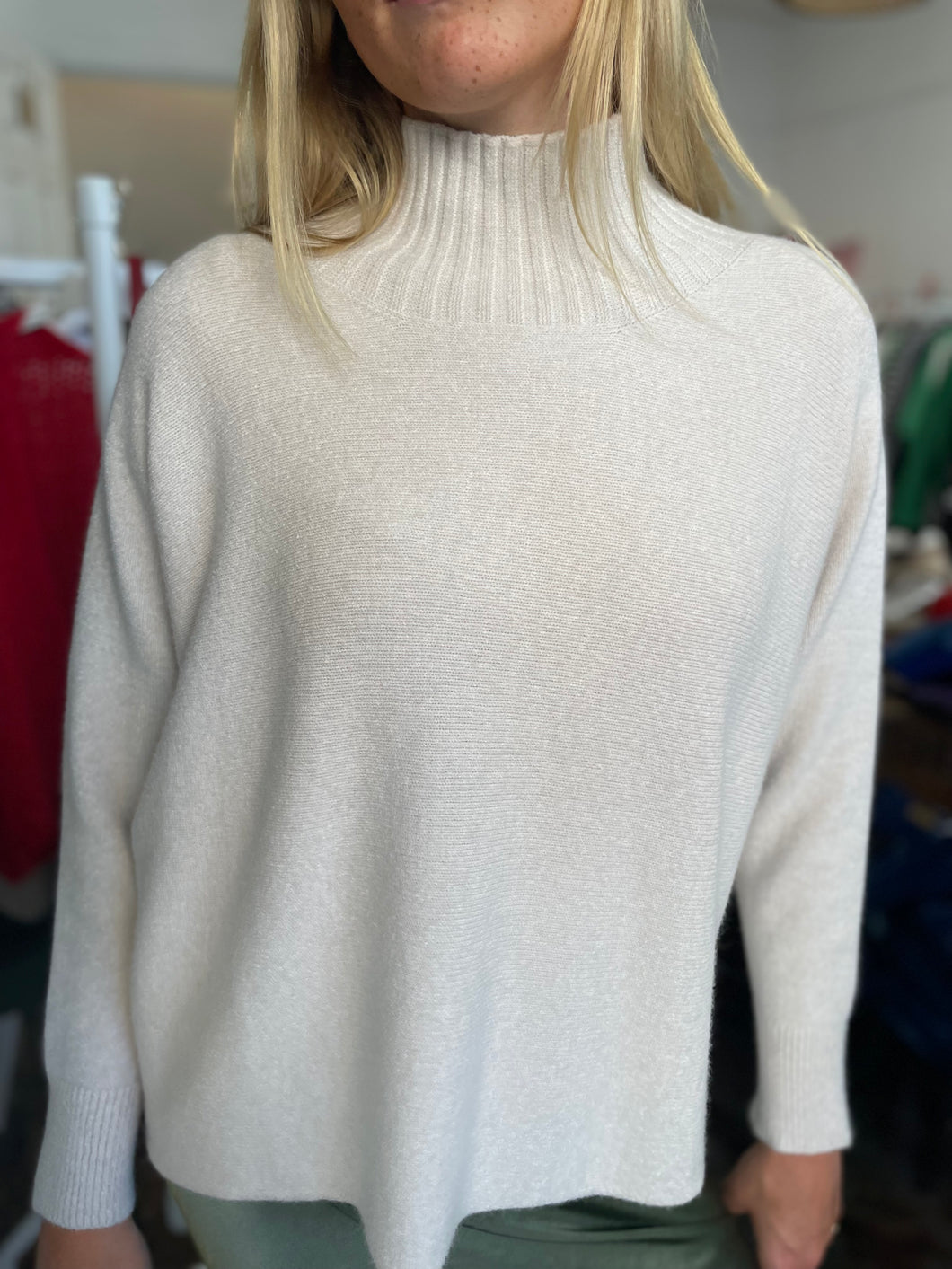 Tammy Ribbed Turtle Neck Jumper Beige