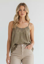 Load image into Gallery viewer, Cotton Crochet Cami Khaki
