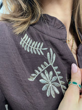 Load image into Gallery viewer, Embroidered Blouse Choc/Gold
