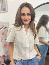 Load image into Gallery viewer, Flora Flower Broderie Blouse Cream
