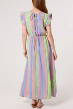 Load image into Gallery viewer, Fi Double V Frill Cheesecloth Dress Aztec Fluro Airforce
