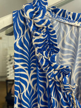 Load image into Gallery viewer, Cassy Sleeveless Tiered Dress Cobalt Leaf Print
