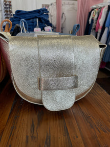 Poppy Leather Tab Bag Gold